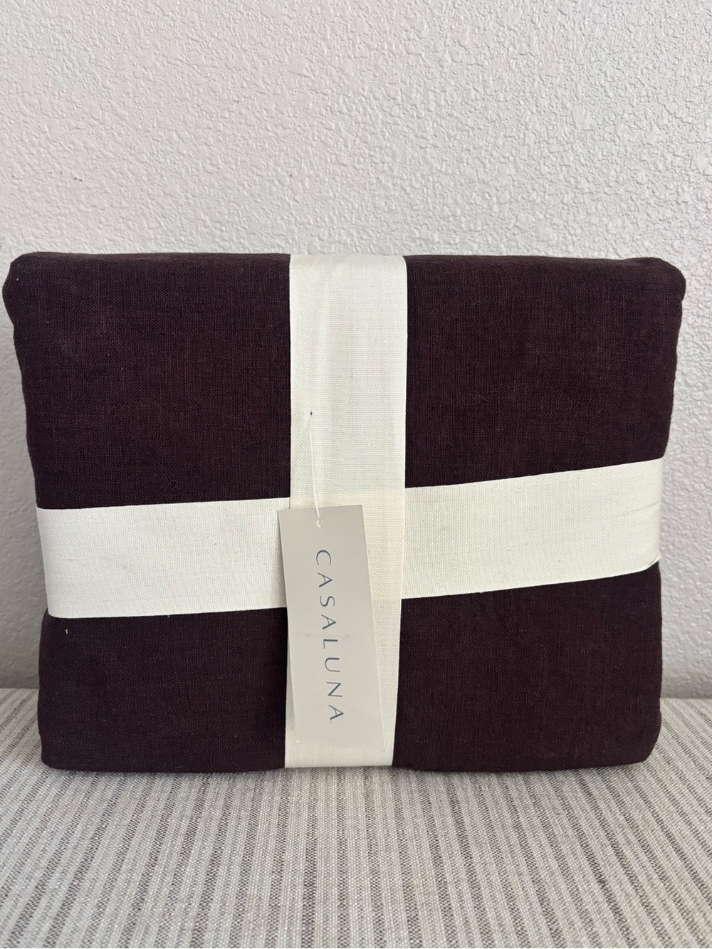 NWT King Heavyweight Linen Blend Duvet Cover and Sham Set Dark Fig - Casaluna